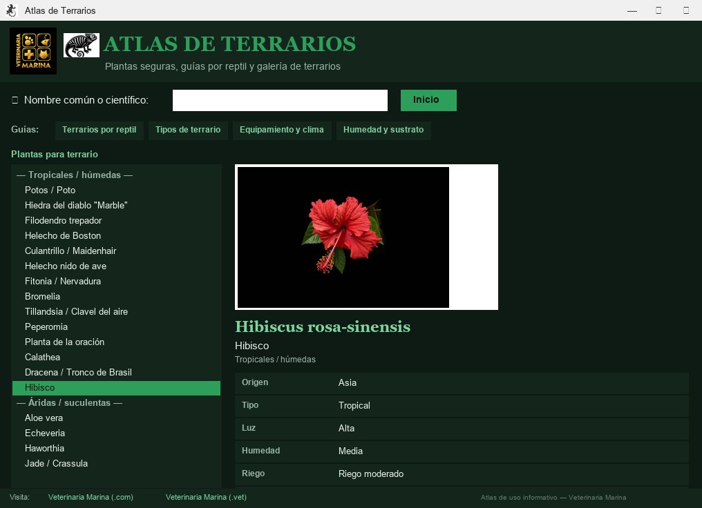 Pantalla del programa Atlas de Terrarios